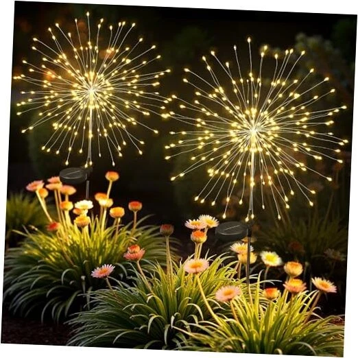 Solar Lights Outdoor, 120LED 2pack Fairy Garden Lights Decor 2 Pack Warm-White