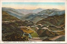 Vintage NC Blue Ridge Mts Railroad 17 Points Round Knob Land of Sky Postcard