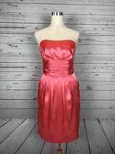 David’s Bridal Coral Strapless Formal Bridesmaid Knee Length Dress Size 4