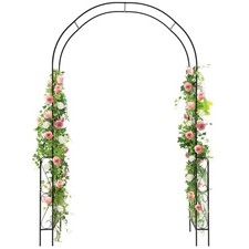 7.9 FT Metal Backdrop Stand Garden Arch Arbor Trellis for Climbing Plants Black