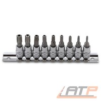 BGS BIT-EINSATZ-SATZ 9-Tlg. T-PROFIL (FÜR Torx) T10 - T50 MIT Bohrung Nuss BIT