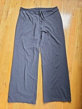 Skims Wide Straight Leg Pants Cotton Jersey Black Tie Waist Lounge Women's XL