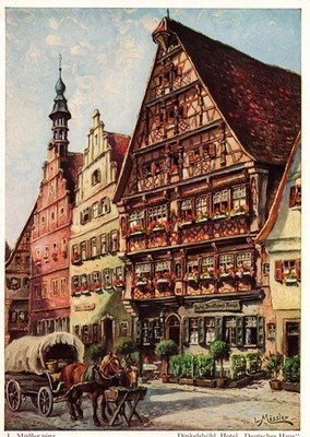 Postcard Deutsches Haus Dinkelsbühl Dinkelsbuhl Germany Ludwig Mossler Painting
