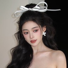 New White Layered Bow Hair Clip Bridal Wedding Party Headpiece Fashion Accessory