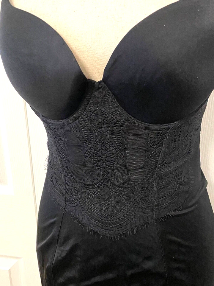 Prendas moldeadoras negras Maidenform Flexees 34B para mujer deslizamiento control firme encaje acolchado Foto 4 de 4