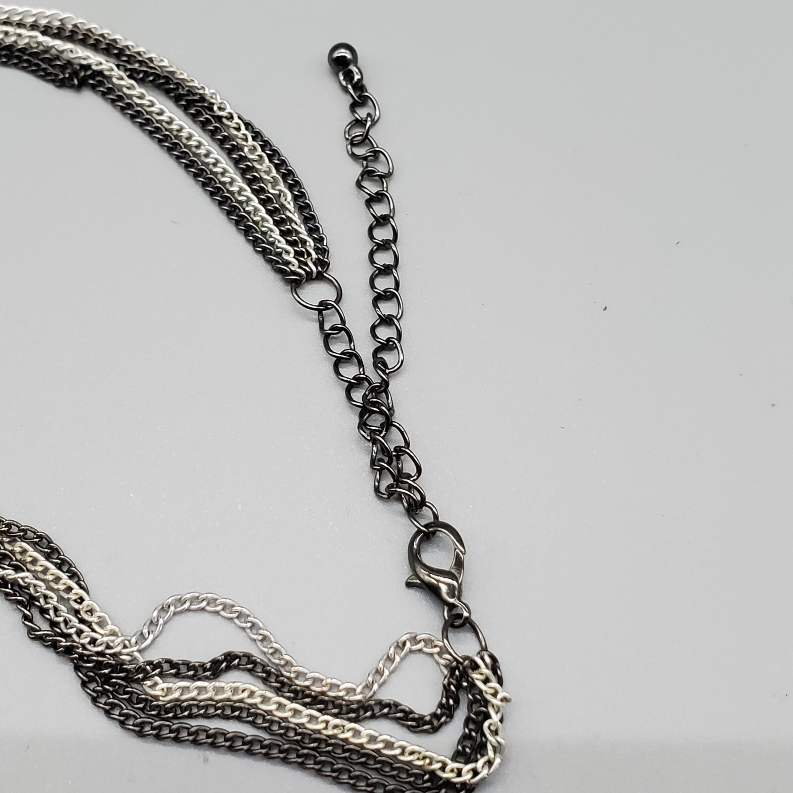 Leaf Tassel Statement Necklace Multistrand Gunmet… - image 6