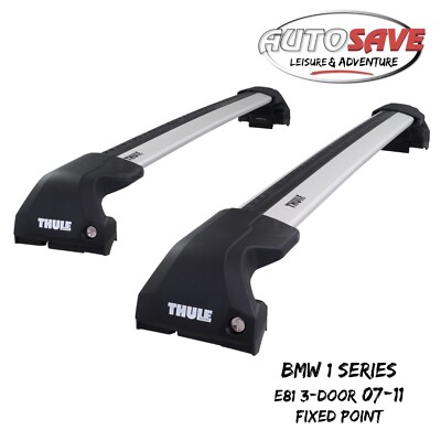 Thule WingBar Edge Silver Roof Bars for BMW 1 Series 3 Door E81 07-11 Fixpoint