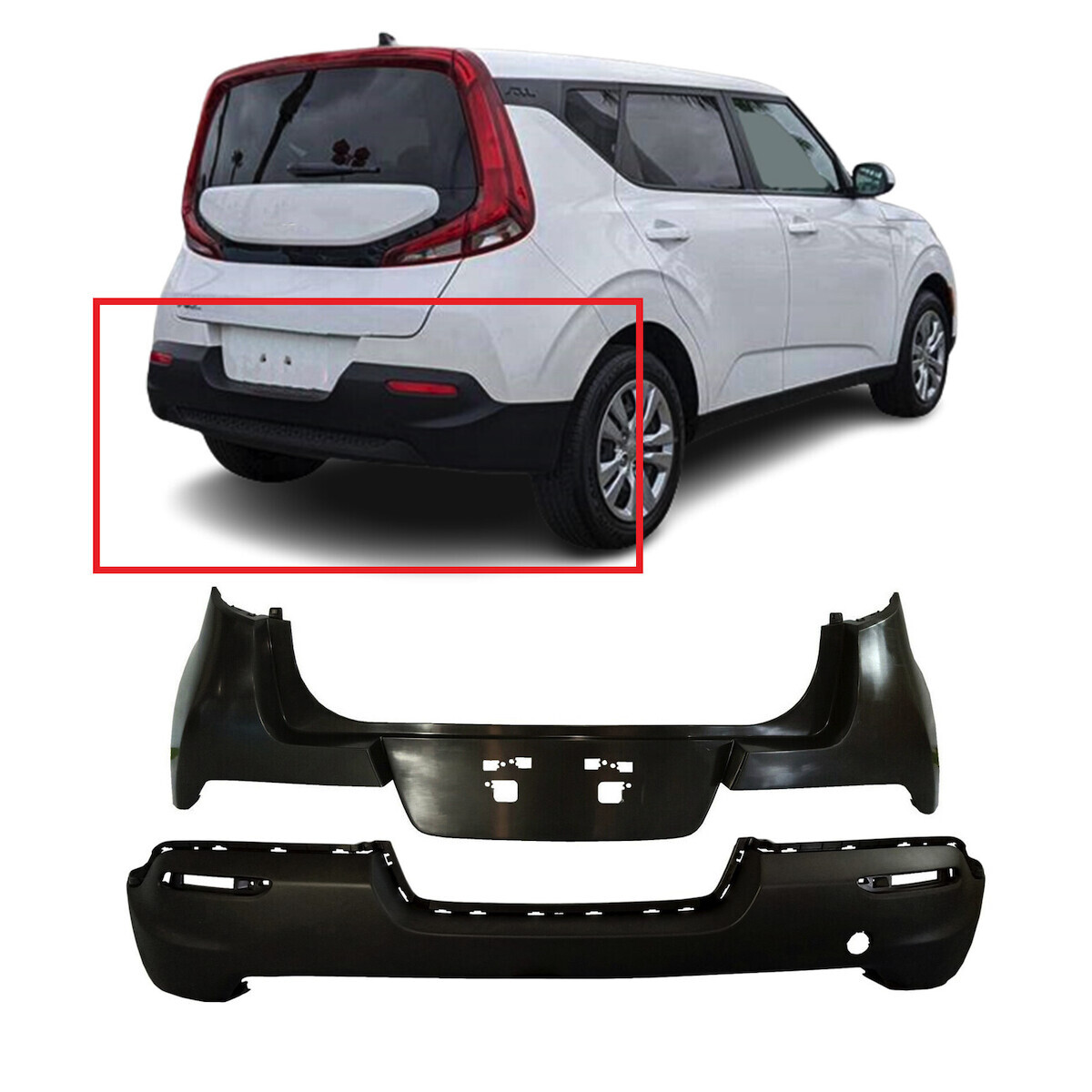 Rear Bumper Cover Kit for 2020-2022 Kia Soul EX LX S X-Line