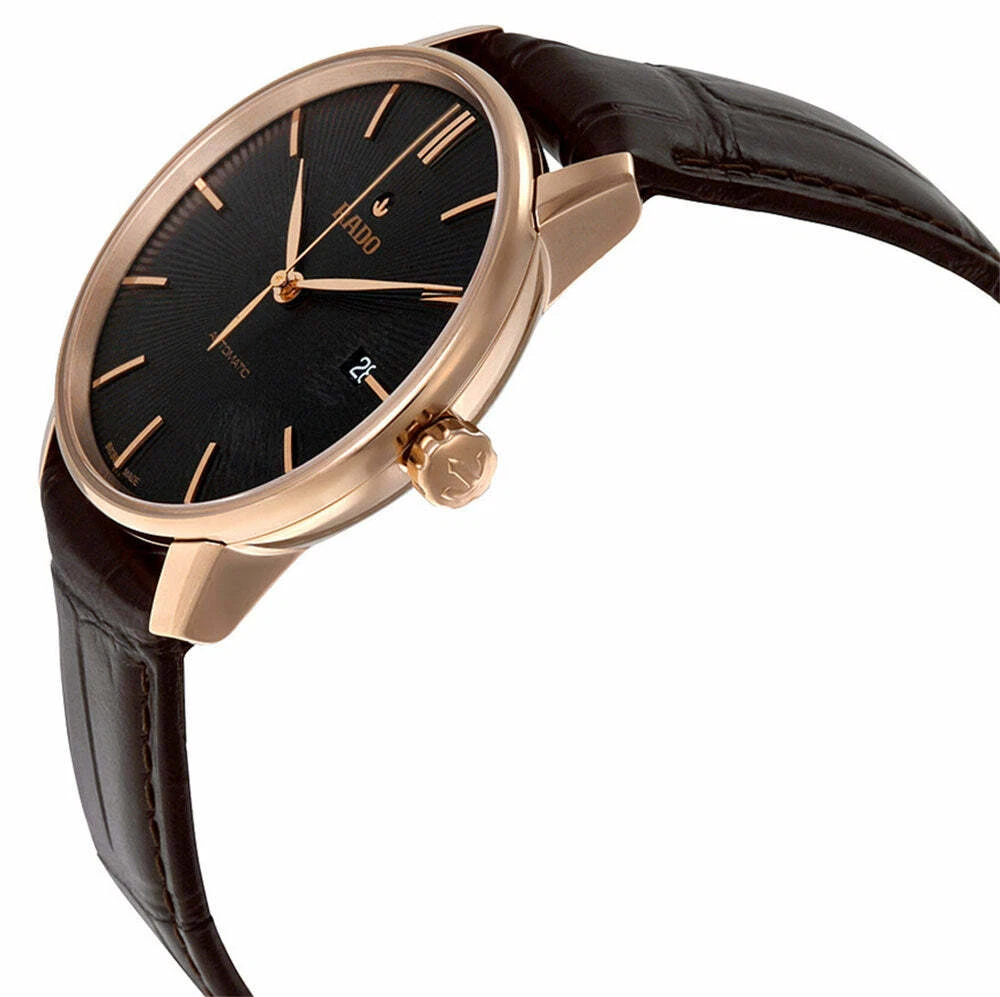 Rado Coupole Classic Automatic Rose Gold Tone Steel Leather Mens Watch R22861165