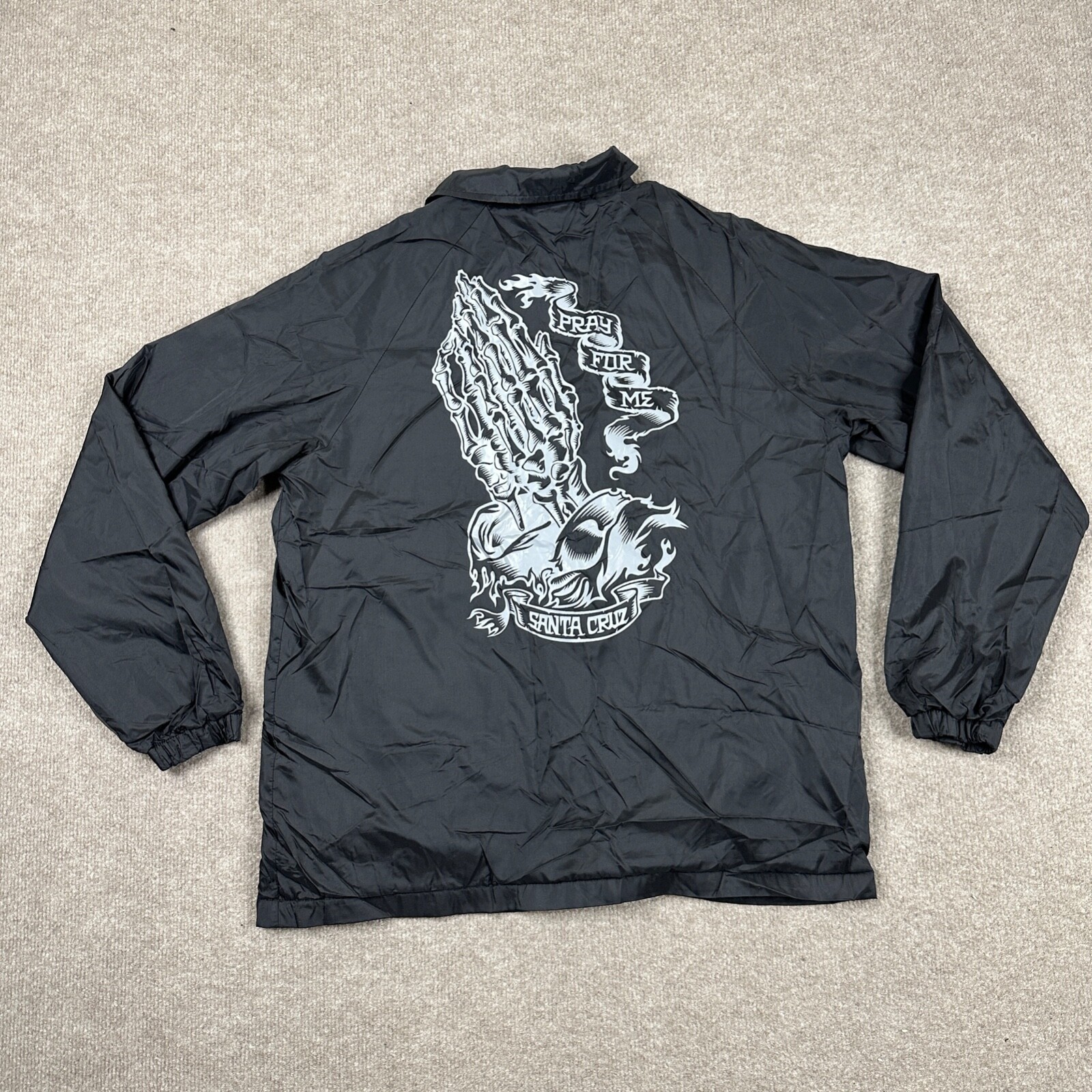 Santa Cruz Skateboards Jacket Mens Medium Black Button Up Collared Lightweight
