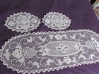 3 Vintage Italian Reticella  Point de Venise needle Lace Runners Ecru Beige Lot