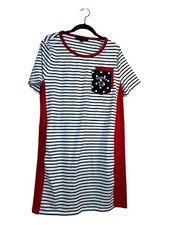 Tommy Hilfiger Tshirt Dress Red White Blue Patriotic Pullover Womens Size M