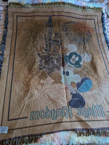 Vintage Disney Mickey Mouse Magic Kingdom World Wall Tapestry Throw Rug RARE - Picture 3 of 7
