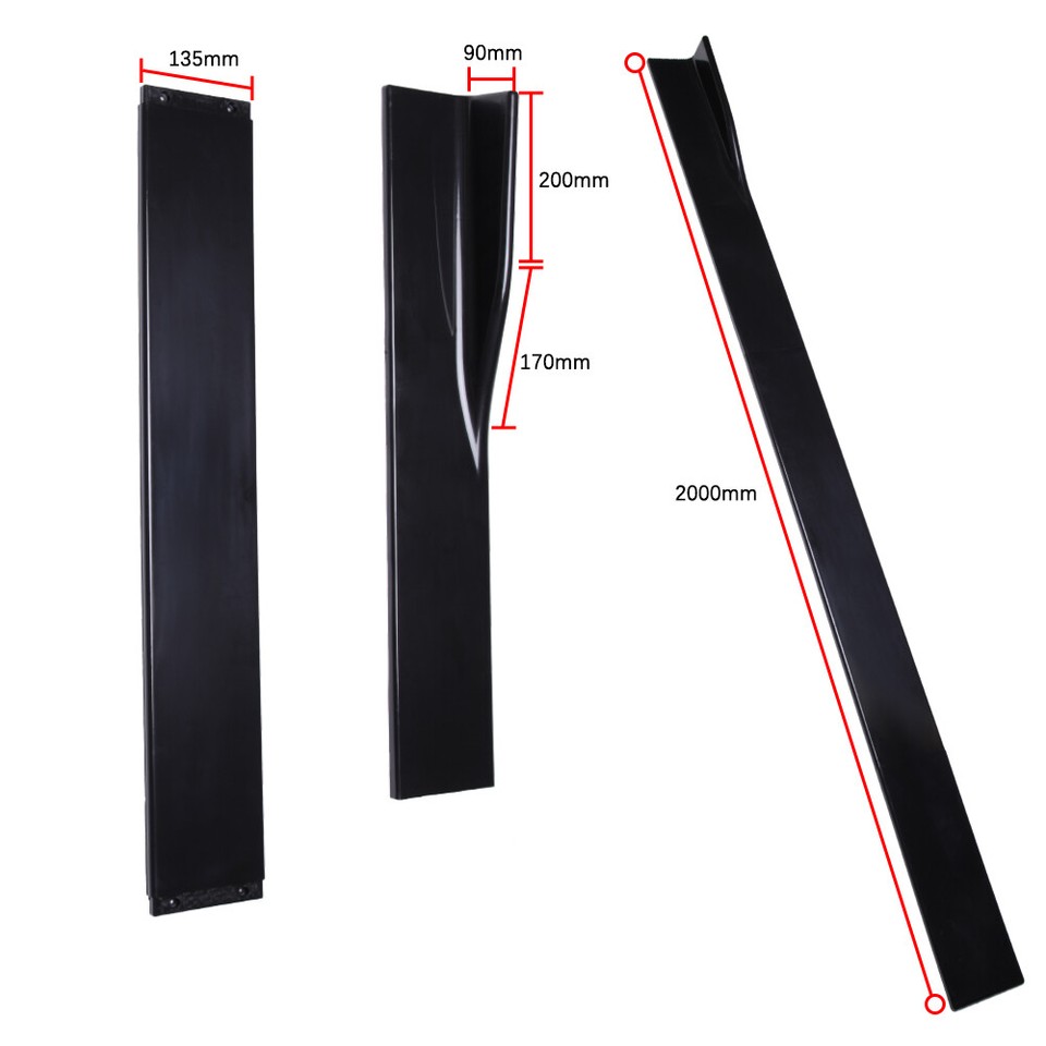 Glossy Black Side Skirt Extensions For Nissan 350Z & 370Z - 6-Piece Kit, 78.7in Length