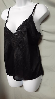 VENTURA BLACK  CAMISOLE TOP Nylon VINTAGE STYLE 4X 52'' BUST