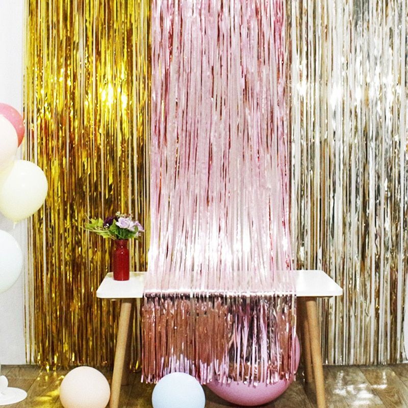 Rose Gold Fringe Curtain, Rose Gold Backdrop, Bachelorette Party  Decorations