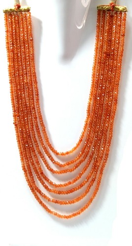 Collana Corniola Calcedonio Rondelle 4-4,5mm Pietra Preziosa Sfaccettata 7 Strati 1