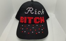 Handmade Rhinestone Bling Crystal Black Ajustable Baseball Cap Sun Hat Shinning