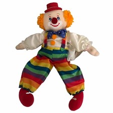 Vintage RUSS 15" Charlie Clown Doll Rainbow Plush Stuffed Floppy Toy New