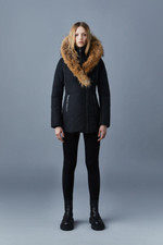 Mackage Adali Black/natural Down Fur Coat Jacket Fox Fur Trim Size S •