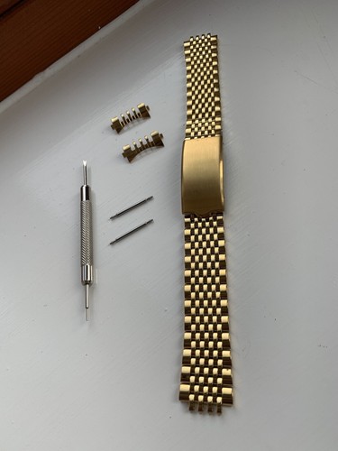 Beautiful New 19mm Bead of Rice Gold Plated Watch Strap / Bracelet for Omega - Picture 8 of 11