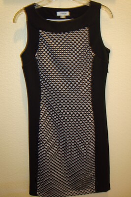 WOMENS CALVIN KLEIN BLACK/WHITE TEXTURE  SHEATH  STYLE DRESS  SIZE 4 NWOT