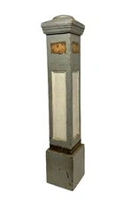 ANTIQUE VICTORIAN SQUARE PAINTED OAK WOOD NEWEL POST 47 X 9 X 9