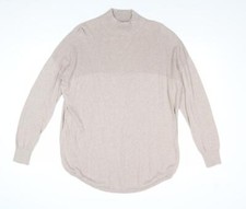 ASOS Womens Beige Mock Neck Cotton Blend Jumper Size 10