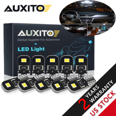 AUXITO 10-Pack Super White Canbus LED Bulbs – 2825/194/168/T10 W5W, 6000K, Interior & Exterior