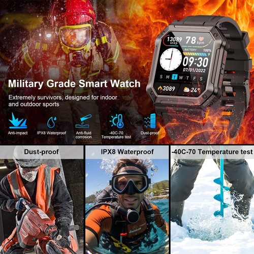 Sport Bluetooth Smartwatch Armband Blutdruck Herren Damen Fitness Tracker Uhr - Bild 13 von 18