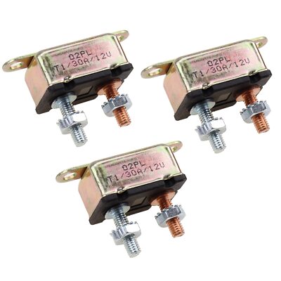 12V Universal Automatic Reset Stud Circuit Breaker 30A Lengthwise Bracket 3Pa...