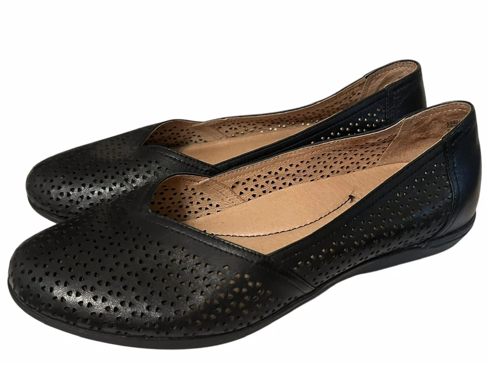 Sapatilhas Dankso Neely cortadas perfuradas couro preto tamanho EUA 11 UE 41 - Imagem 4 de 4