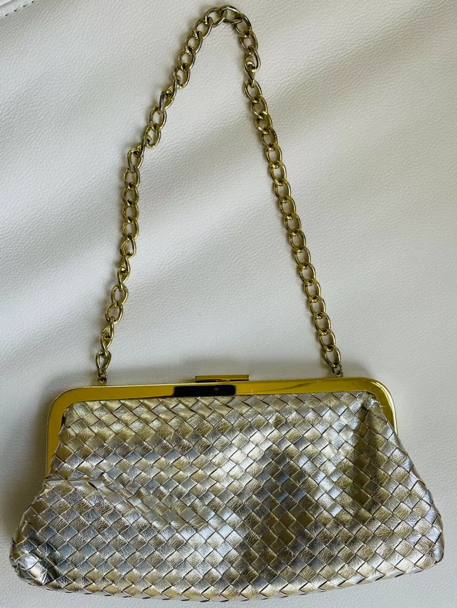 Gold woven deals bag