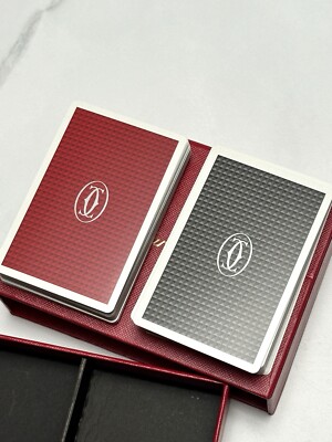 Cartier Playing Cards Set - Red & Black Card Decks in Box AD VIP