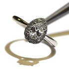 Natural GIA pear fancy diamond 14k white gold halo engagement ring .64ct I1 D — photo 4