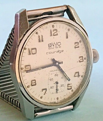 Vintage BWC Courage Herren-Armbanduhr Handaufzug kleine Sekunde Swiss ~1970