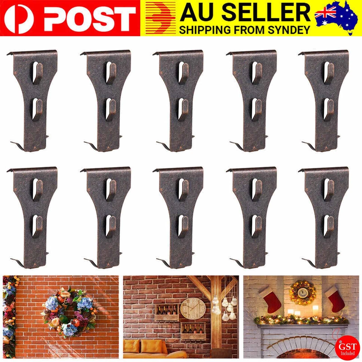 20Pcs Heavy Duty Brick Hooks Hanger Clips Fastener Hook Hanger Wall Clip Set AU