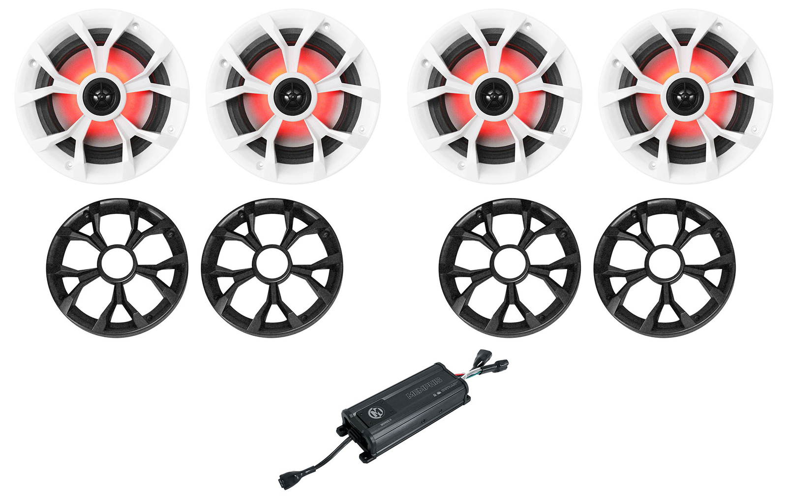 Memphis Audio MX4004 400 Вт среднеквадратичный 4-канальный усилитель 4 светодиодные динамики для квадроцикловUTV