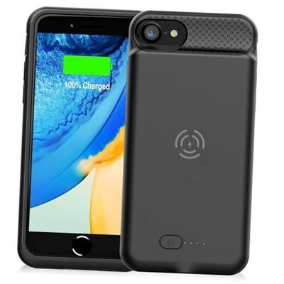  Wireless Battery Case for iPhone 8/7/6s/6/SE QI Wireless Charging Black