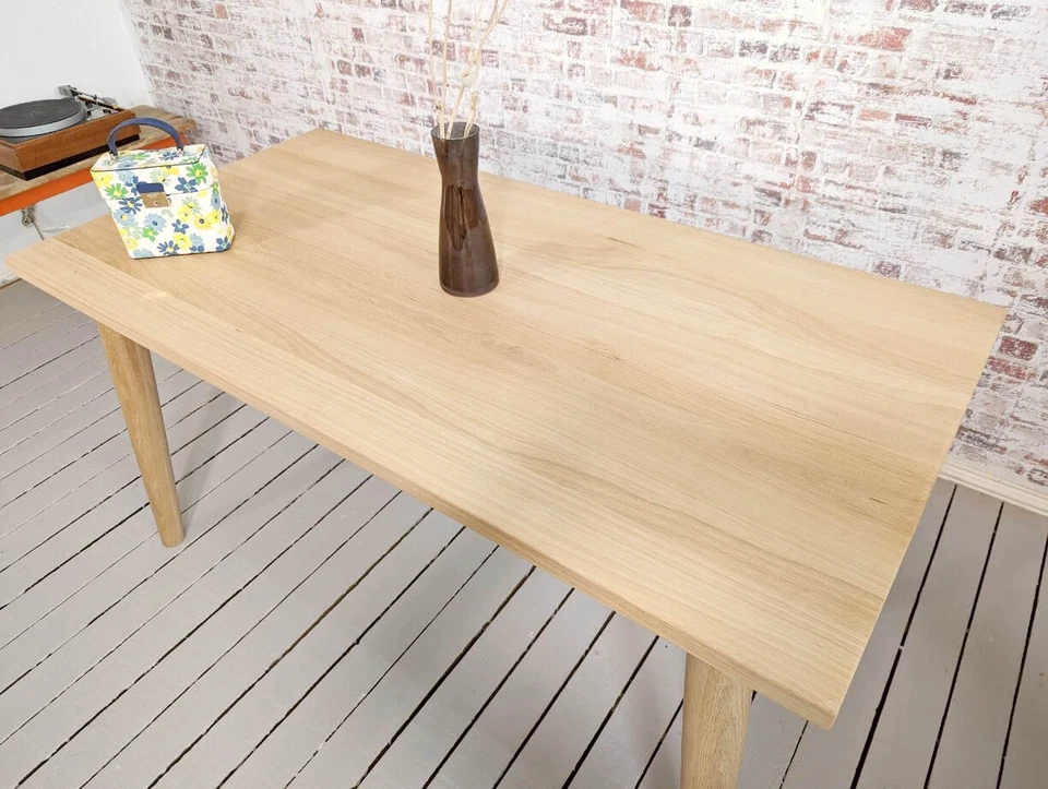 Natural Oak Extending Mid-Century Modern Dining Table - Any Size - Image 3 of 4