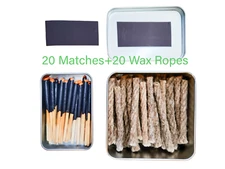 Emergency Fire Starter 20 Wax Infused Ropes Weatherproof Matches Camping Hiking