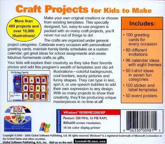 Craft Projects for Kids to Make (Ages 5-11) PC-CD for Windows - NEW CD in SLEEVE - Image 3 of 3