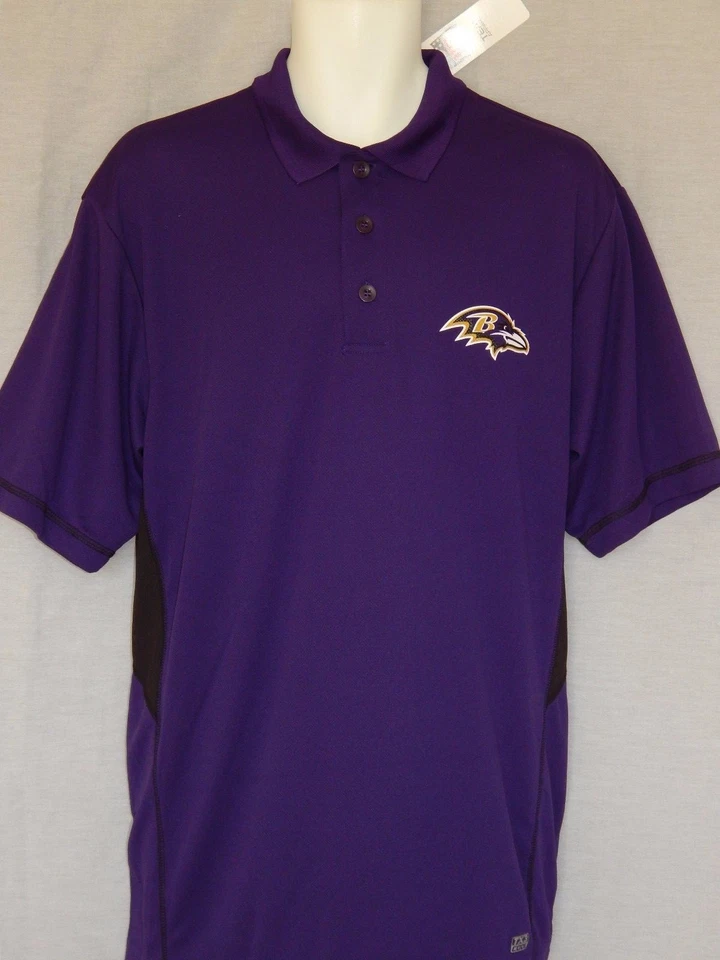 Camisa para hombre Baltimore Ravens talla grande púrpura polo absorbente NUEVA camiseta con botones de golf Foto 3 de 4