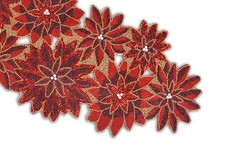 Christmas poinsettia Table Runner Beaded Table Runner Floral Tableware 13X36 In