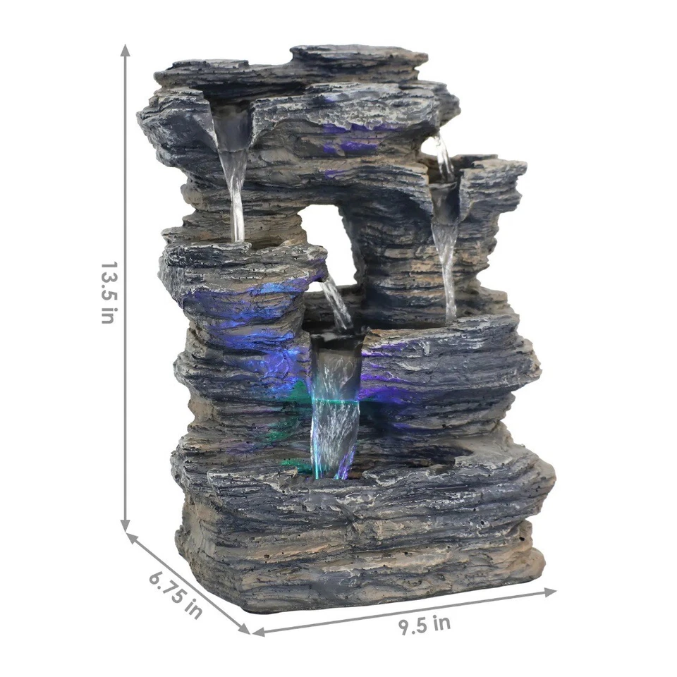 Beautiful Five Stream Polyresin Indoor Fountain with Color LEDs - 13.5 in - Image 3 of 4