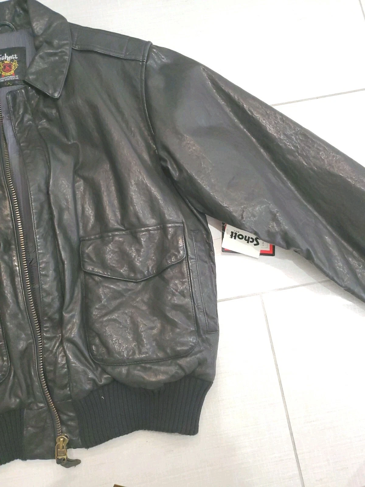 SCHOTT NYC LEATHER NEW  Vintaged JACKET RARE  Brown  w/tags Stunning sz Large  image 4