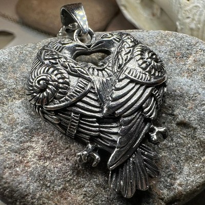 Celtic Raven Necklace Irish Scottish Pagan Wiccan Bird Pendant 925 W/CHAIN