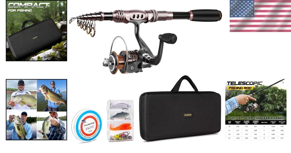 Portable Carbon Fiber Fishing Rod and Reel Combo - Great for Sea and Freshwater - Image 2 of 4