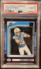2024 Donruss Clearly Ladd McConkey Rated Rookie Purple /75 PSA 10 LA Chargers
