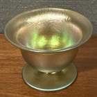 STEUBEN GOLD AURENE PEDESTAL ART GLASS OPEN SALT CELLAR DIP NUT DISH
